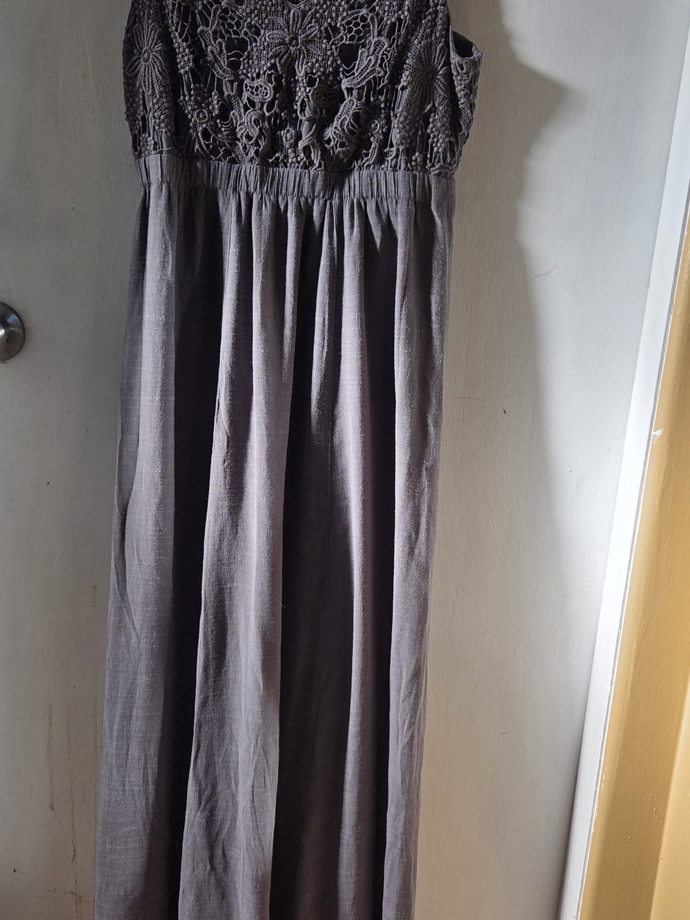 Kismet Grey Crochet Bodice Maxi Dress
